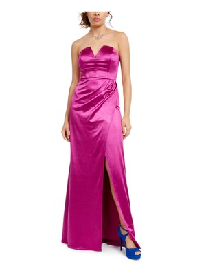 CITY STUDIO Womens Slit Sleeveless Full-Length Prom Fit + Flare Dress-image