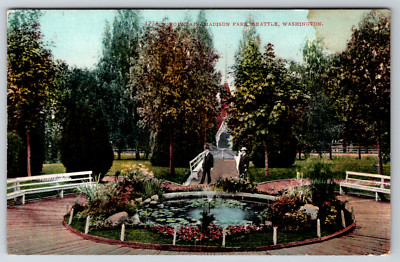 c1910s Fountain Madison Park Seattle Washington Antique Postcard-image