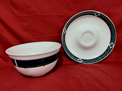 Pfaltzgraff Amalfi Classic Pat Farrell Lot Chip & Dip Platter & Large Salad Bowl-image
