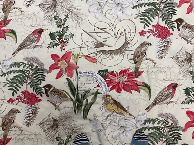 Pottery Barn Amaryllis Winter Birds Full/Queen Duvet 100% Organic Cotton-image