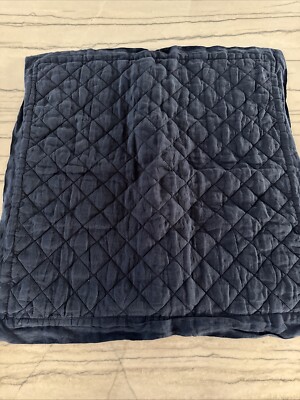 Pottery Barn Midnight  Blue Belgian Flax Linen Euro Pillow Sham Diamond 8459966-image