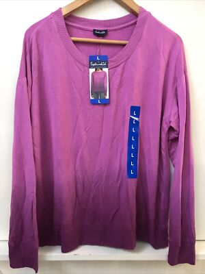 Splendid Pullover Ombre Long Sleeve Shirt Top Orchid Dip Dye Women’s Size L NWT-image
