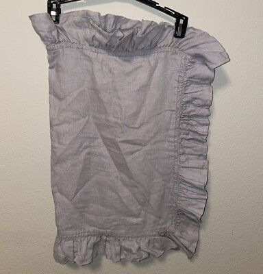 POTTERY BARN 100% Linen Gray STANDARD Ruffled Single Pillow Sham 26x20”-image