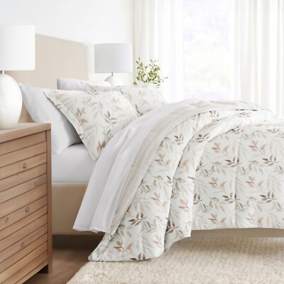 Kaycie Gray Floral Patterned Reversible Comforter Set-image