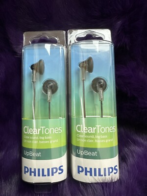 2 x Philips SHE 3010BK Earbuds-Earphones-Headphones Black-image