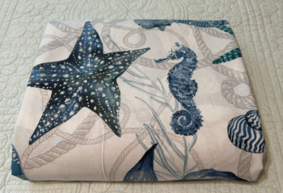 Pottery Barn Catalina Coastal Cotton Full/ Queen Duvet Cover Seahorse-image