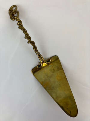 Joe Spoon Brass Hand Wrought Hammered Studio Art Vintage Cake Pie Server 1985-image