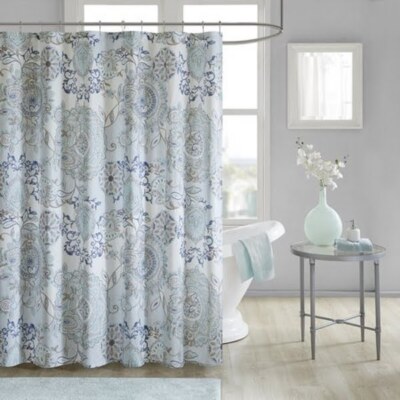Madison Park MP70-5822 72 X 72 in. Cotton Printed Shower Curtain; Blue-image