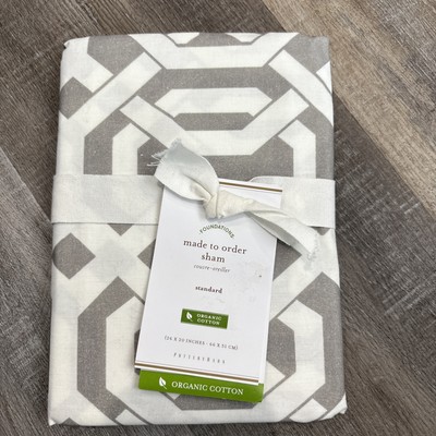 2 Pottery Barn Terri Euro Sham Trellis Geometric Gray White Modern 26x26”-image