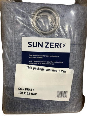 Sun Zero Lichtenberg Grommet Curtains Pratt- Navy- 2 Panels - 100”x63”-image