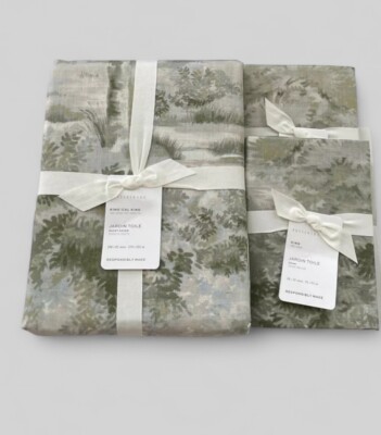 New Pottery Barn JARDIN TOILE Duvet King California King & Two King Shams Green-image
