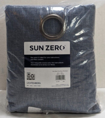 Sun Zero Pratt Tonal Texture Fleece Blackout Window Curtains BLUE 100x96