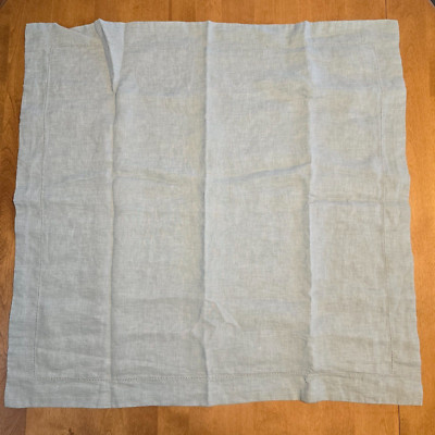 POTTERY BARN BELGIAN FLAX LINEN SHAM (1) EURO ~ BLUE FROST-image