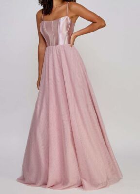 City Studio Women's Juniors' Pink Metallic Lace Corset Gown Dress Size 3/4-image