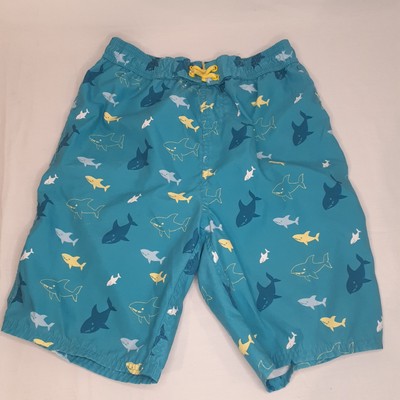 Dip Boy's Shark Themed Swim Trunks Size Large 12-14 Blue-image