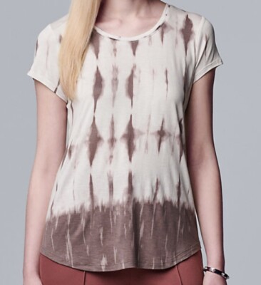 New SIMPLY VERA WANG  Top Shirt XL Petites- Light Brown Dip Dye-image