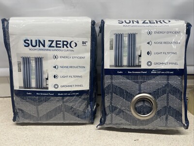 SunZero Room Darkening Grommet Curtain Panels - Cadiz Ink A SET OF TWO PACKAGES-image