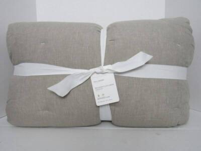 Pottery Barn Belgian Flax Linen Comforter Full Queen, Dark Flax NWT-image