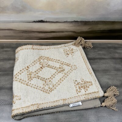 Pottery Barn/Classic Home Caterine Handwoven Lumbar Pillow Cover Flax Ivory-image