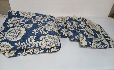 Madison Park Four Piece Twin Daybed Quilted Blue Floral Cover 3 Shams REVERSIBLE-image