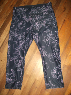Dip Activewear Leggings in Navy w/ Pink Floral - Sz XXL-image