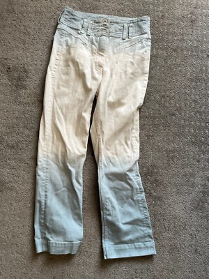 Anthropologie Blue and White Ombre Dip Dye High Rise Crop Jeans Womens 27-image