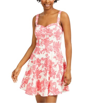 City Studio Womens Floral Full-Length Fit & Flare Dress, ivorypink, Juniors, 1-image