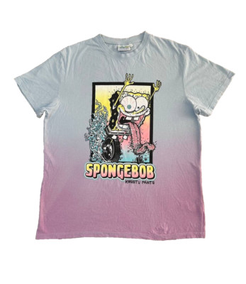 SpongeBob T-Shirt Krusty Pants Dip Dye Blue Pink Size L-image