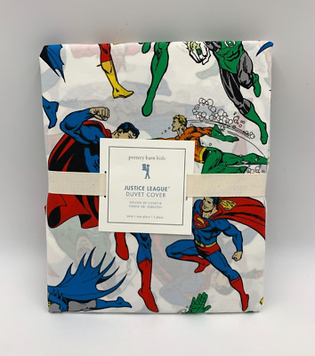 Pottery Barn Kids Justice League Duvet Cover Twin White Multi #7405J-image