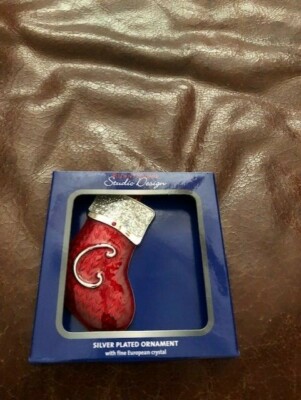 NIB REGENT SQUARE STUDIO DESIGN COLLECTIBLE RED AND SILVER CHRISTMAS STOCKING C-image