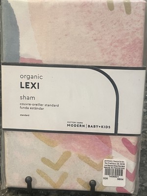 NEW Pottery Barn Kids Organic Lexi Standard Sham, Modern, Abstract, Pink Multi-image