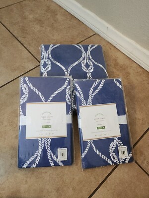 NEW Pottery Barn Rope Full / Queen Duvet 2 Standard sham Blue White Nautical-image
