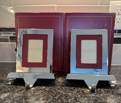 Pottery Barn Silver Grosgrain Red Picture Frame Christmas Stocking Holder-image