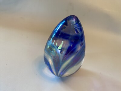 Glass Eye Studio (GES) 1997 Dichroic Egg Shaped Glass Paperweig-image