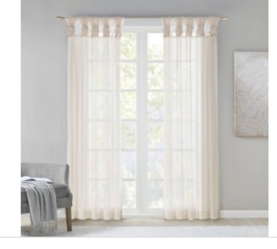 Madison Park Ceres Twist Tab Voile Sheer Window Pair 50x63  2 Window Panels-image