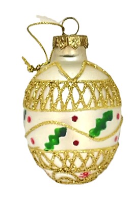 Vintage Designers Studio Hand Crafted Glass Egg Tree Ornament Gold Accents-image