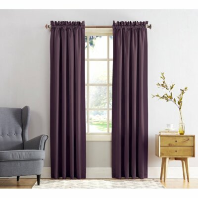 SET OF 2 - Sun Zero Energy Efficient Rod Pocket Curtain Panel, Purple 54