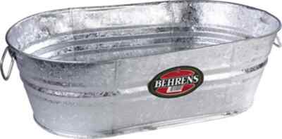 (New) Behrens Metalware 10.5 Gallon Hot Dipped Steel Oval Tub-image