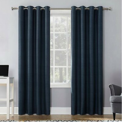 Sun Zero 95-Inch Grommet 100% Blackout Window Curtain Panel in Navy Blue-image