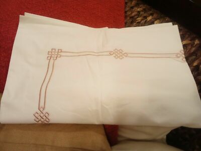 NEW Pottery Barn Emilia embroidered EURO sham white SOFT ROSE-image