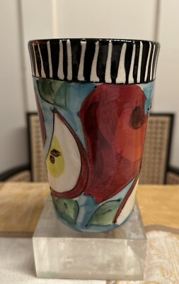 Denise Ford Original Glazed lead free ceramic mug - Heart shaped Red Apple -image