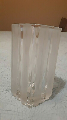 Vintage Studio Nova LUAY Clear & Frosted Wavy Glass Vase Heavy Square-image