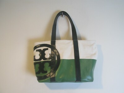 Tory Burch BEACH DIPPED CANVAS ZIP SHOULDER TOTE 🎊Retail $224-image