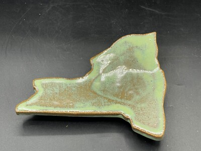 State Of New York Shaped Spoon Rest Studio Art Pottery Frankoma Style 8”-image