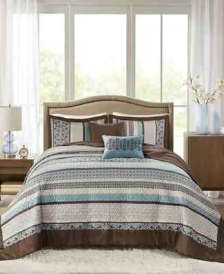 Madison Park Princeton 5-Pc. Bedspread Set, King/ Cal King, Blue-image