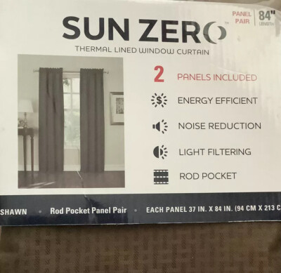 NEW Sun Zero Sullivan 37”X 84”Thermal Lined Window Curtain Panel, Shawn Brown-image