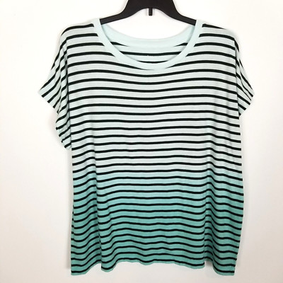 J. Jill Women Fit Dip Dyed Striped Tee Size XL Ombré Striped Short Sleeve-image
