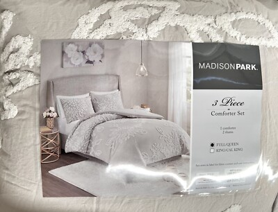 Madison Park 3 Piece Tufted Cotton Chenille Floral Queen Comforter Set-image