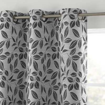 Satti Embroidered Leaf 100% Blackout Grommet Curtain Panel, 40