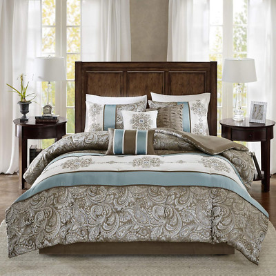 Comforter Faux Silk-Traditional Luxurious Jacquard Design All Season Set, Matchi-image